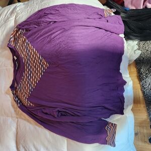 Purple Long Sleeve Top with Patterned Accents